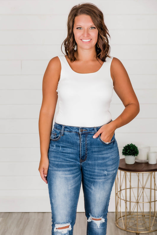 Greater Than This Tank Bodysuit White