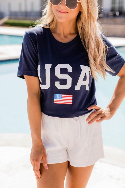 Athletic USA Flag Tee Navy