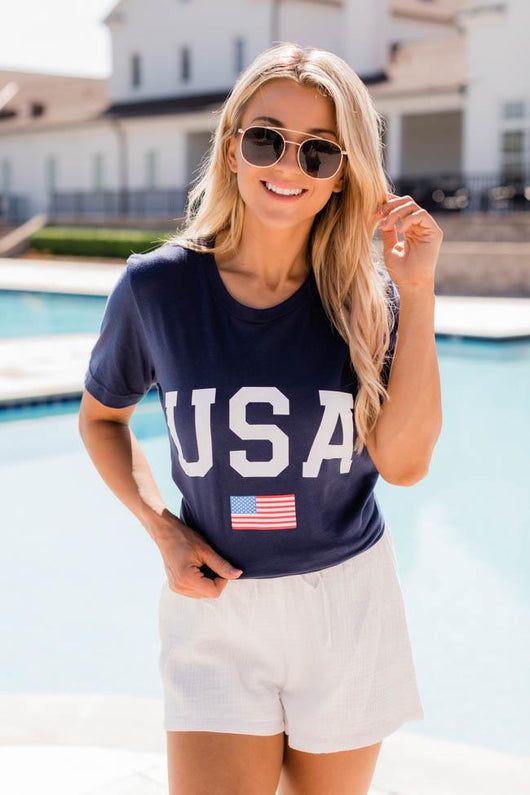 Athletic USA Flag Tee Navy