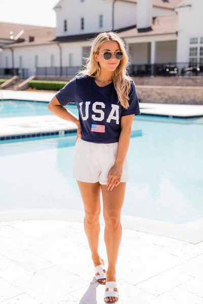 Athletic USA Flag Tee Navy