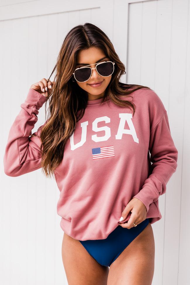 Athletic USA Flag Mauve Graphic Sweatshirt