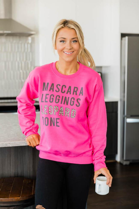Mascara Leggings Leopard Done Hot Pink Graphic Sweatshirt