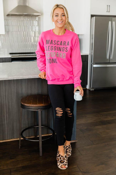 Mascara Leggings Leopard Done Hot Pink Graphic Sweatshirt