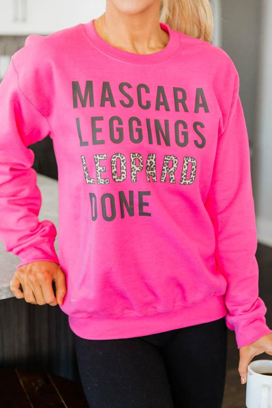 Mascara Leggings Leopard Done Hot Pink Graphic Sweatshirt