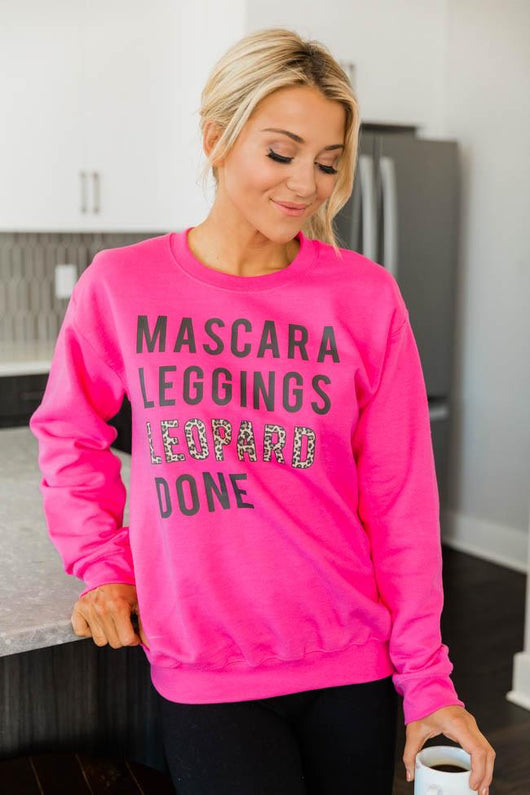 Mascara Leggings Leopard Done Hot Pink Graphic Sweatshirt