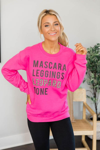 Mascara Leggings Leopard Done Hot Pink Graphic Sweatshirt