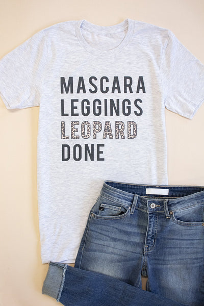Mascara Leggings Leopard Done Design Graphic Tee Ash