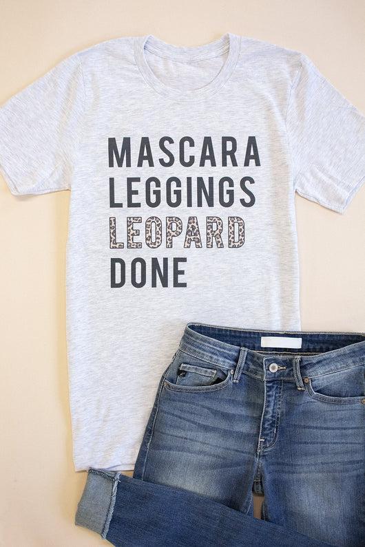 Mascara Leggings Leopard Done Design Graphic Tee Ash