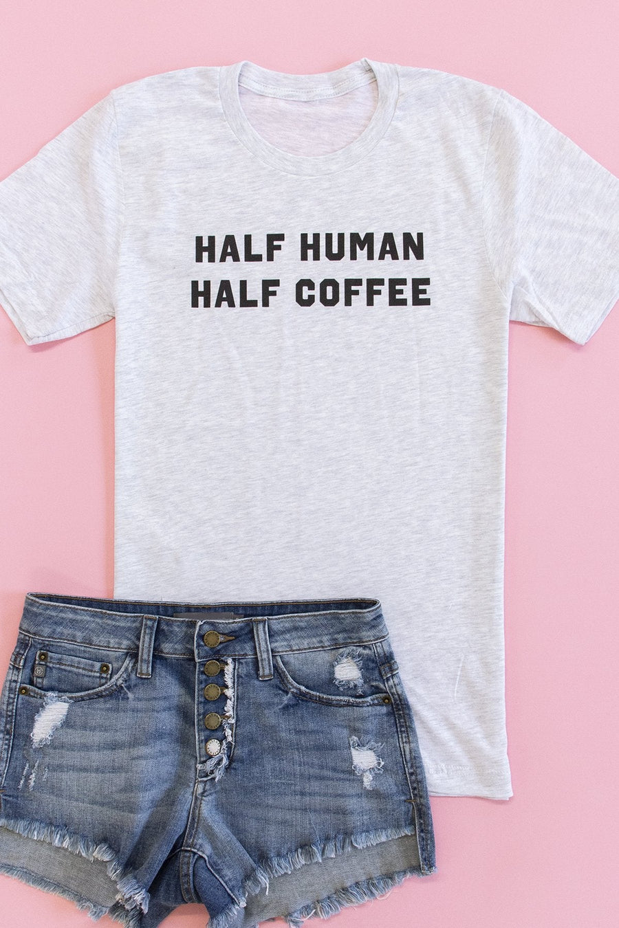 Half Human Half Coffee Graphic Tee Ash