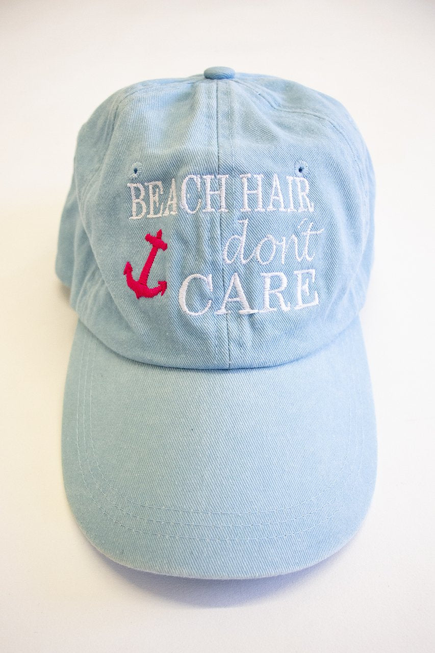 Beach Hair Don't Care Embroidered Baseball Cap
