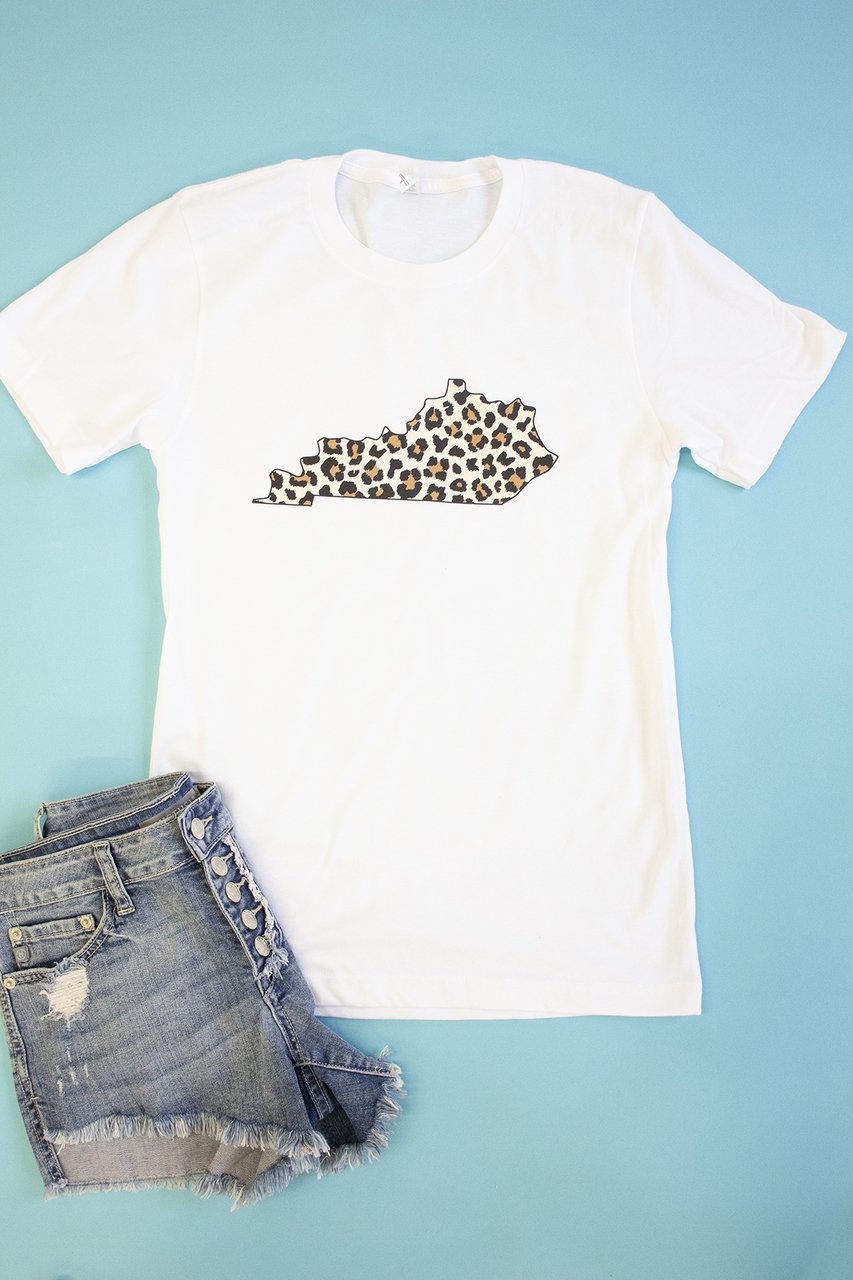 Leopard Printed State Outline Graphic Tee