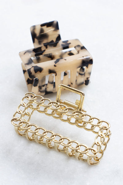 Worth So Much More Tortoise/Gold 2 Piece Hair Clip Set