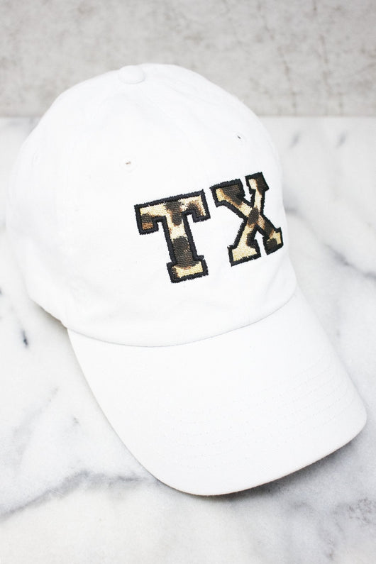 Leopard Print State Letters Applique Baseball Cap