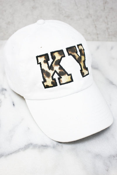Leopard Print State Letters Applique Baseball Cap