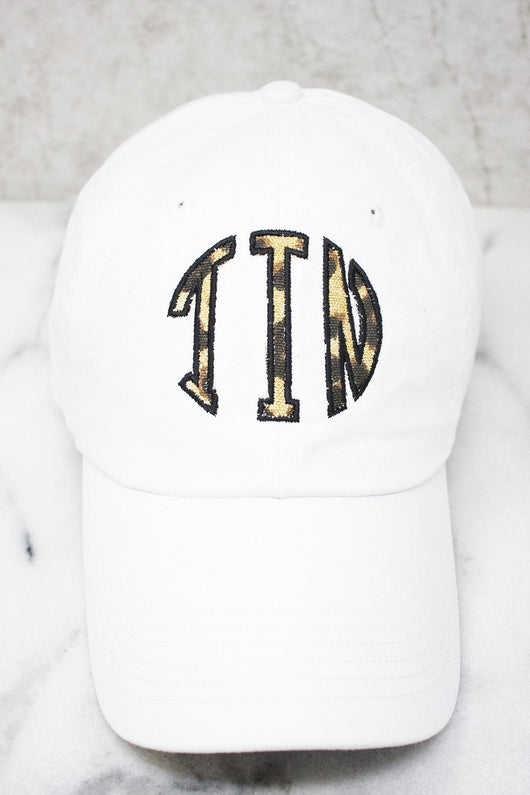 Leopard Print Monogram Applique Baseball Cap