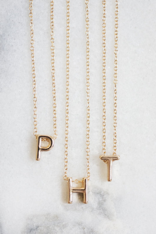 Beautiful Words Gold Initial Necklace