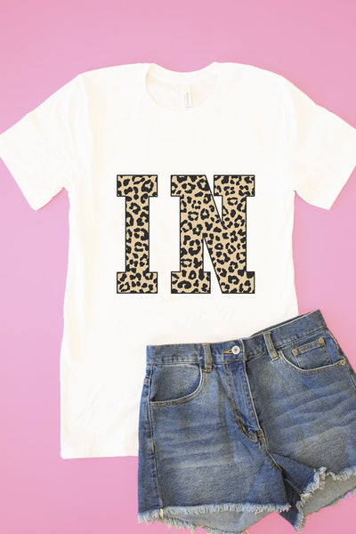 Leopard Printed State Letters Graphic Tee