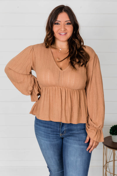 It's All Because Of You Light Brown Blouse