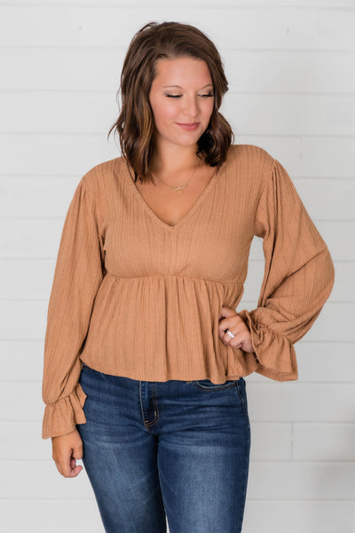 It's All Because Of You Light Brown Blouse