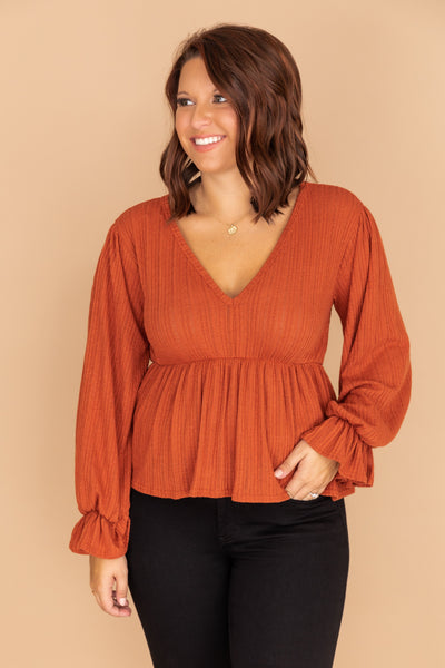 It's All Because Of You Rust Blouse FINAL SALE