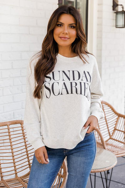 Sunday Scaries Heather Sand Graphic Sweatshirt