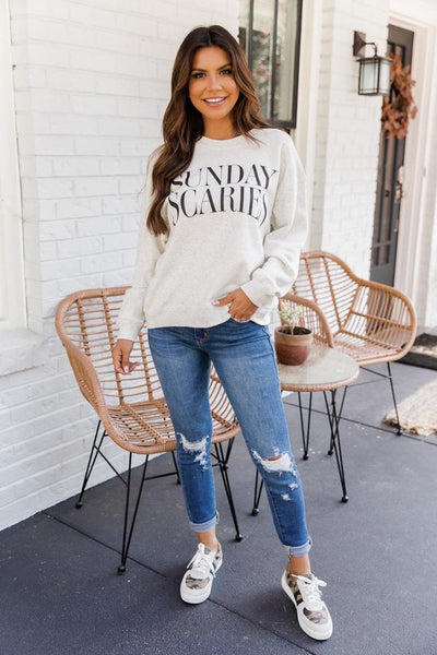 Sunday Scaries Heather Sand Graphic Sweatshirt