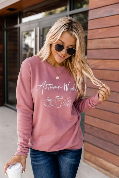 Autumn Mode Mauve Graphic Sweatshirt