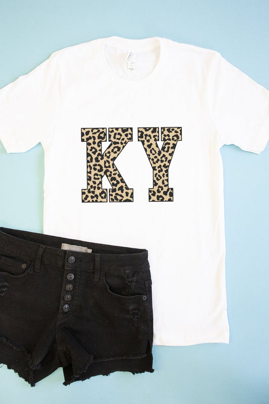 Leopard Printed State Letters Graphic Tee