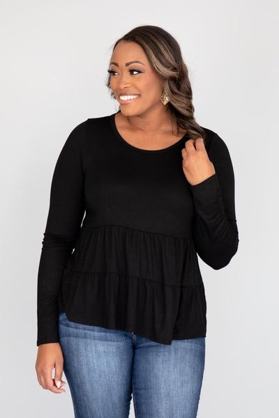 Layered In Tiers Black Blouse
