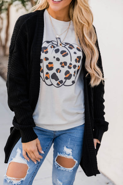 Leopard Pumpkin Graphic Heather Dust Tee