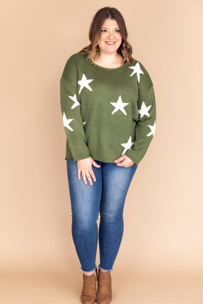 Lost In The Stars Distressed Olive Sweater FINAL SALE