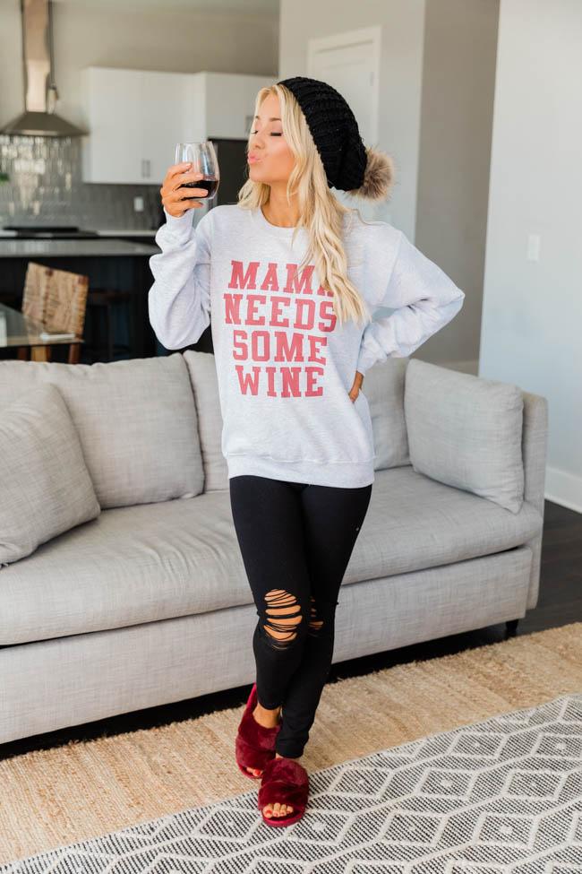 Mama Needs Some Wine Graphic Sweatshirt