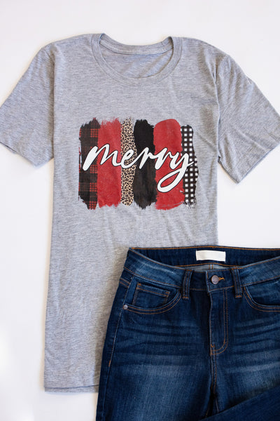 Merry Stripes Graphic Athletic Heather Tee
