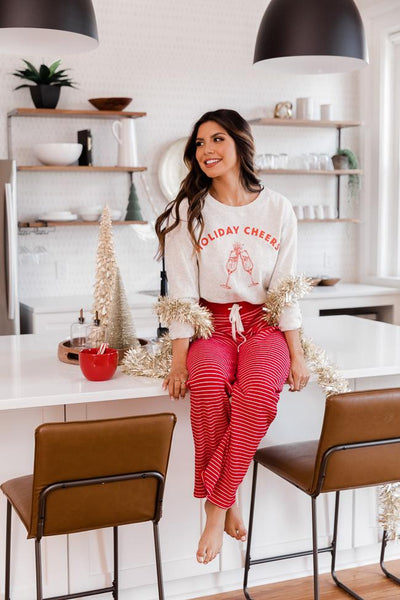 Holiday Cheers Heather Sand Graphic Sweatshirt