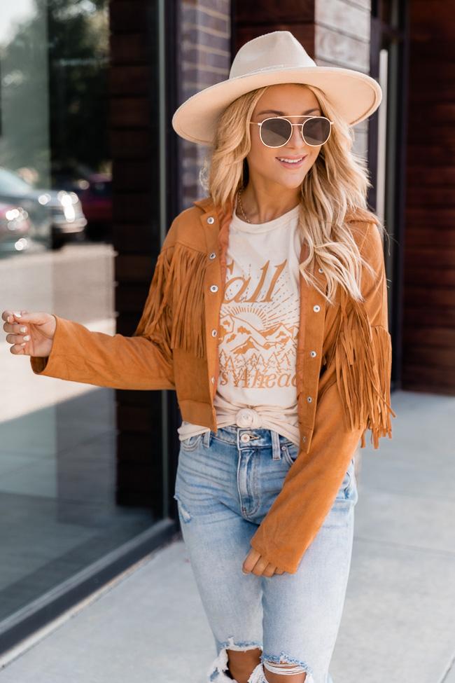 My Last Resort Camel Suede Fringe Jacket