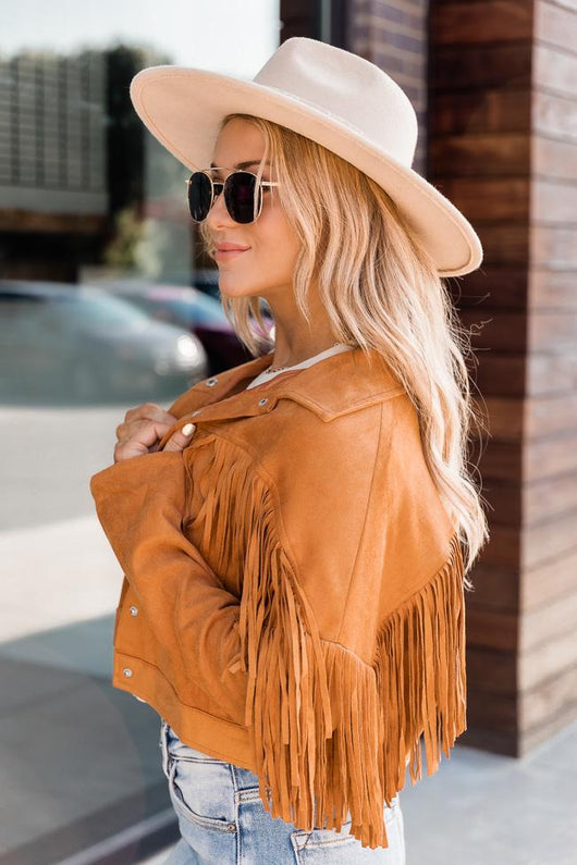 My Last Resort Camel Suede Fringe Jacket