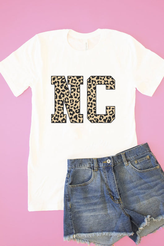 Leopard Printed State Letters Graphic Tee