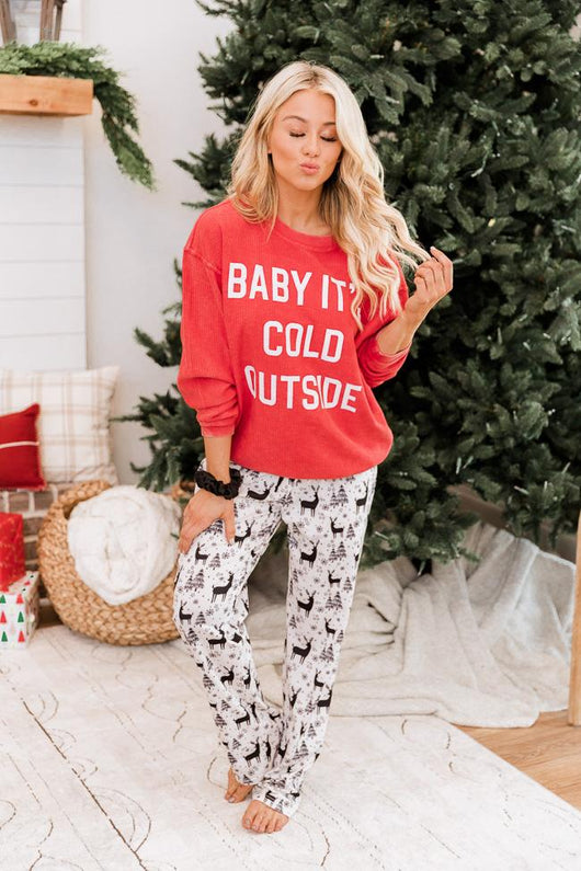 Nighttime Story Ivory Reindeer Pajama Pants