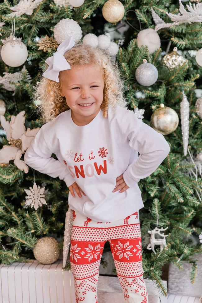 Kids Let It Snow White Graphic Sweatshirt