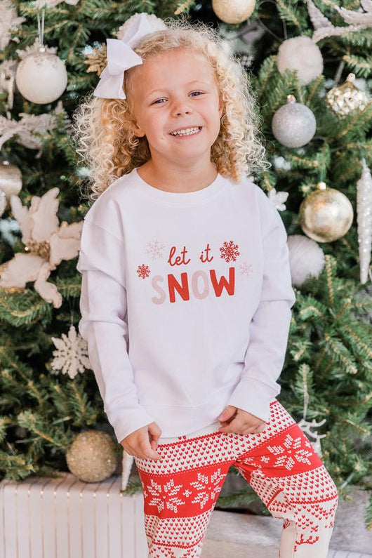 Kids Let It Snow White Graphic Sweatshirt