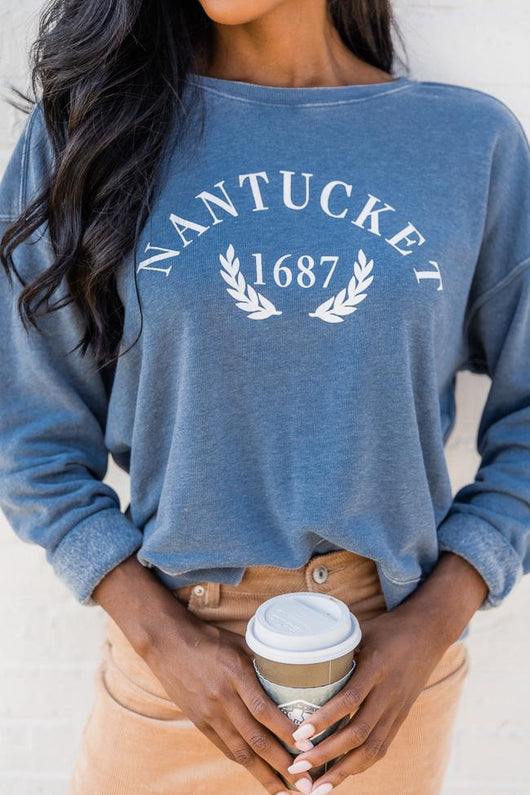 Nantucket Faded Navy Graphic Sweatshirt