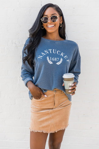 Nantucket Faded Navy Graphic Sweatshirt