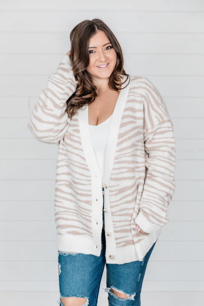 Out In The Wild Animal Print Cardigan Cream/Beige FINAL SALE