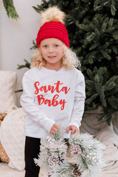 Kids Santa Baby White Graphic Sweatshirt