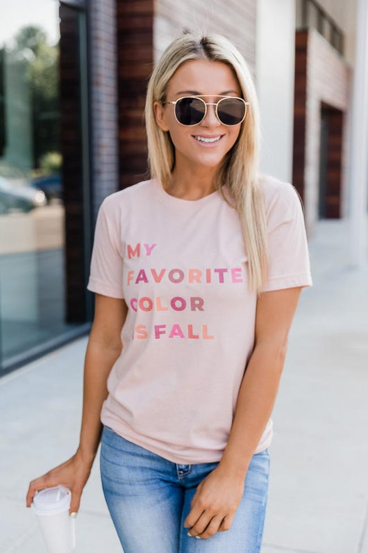 My Favorite Color Is Fall Block Peach Graphic Tee