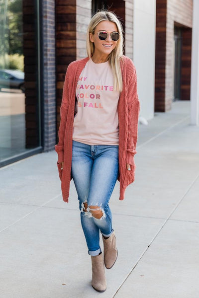 My Favorite Color Is Fall Block Peach Graphic Tee