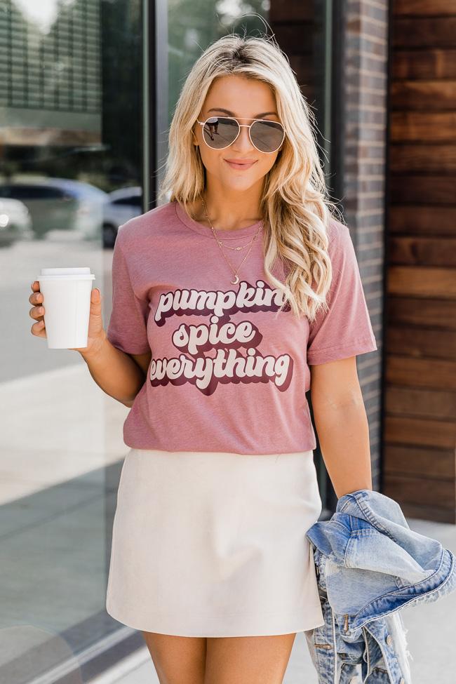 Pumpkin Spice Everything Graphic Mauve Tee