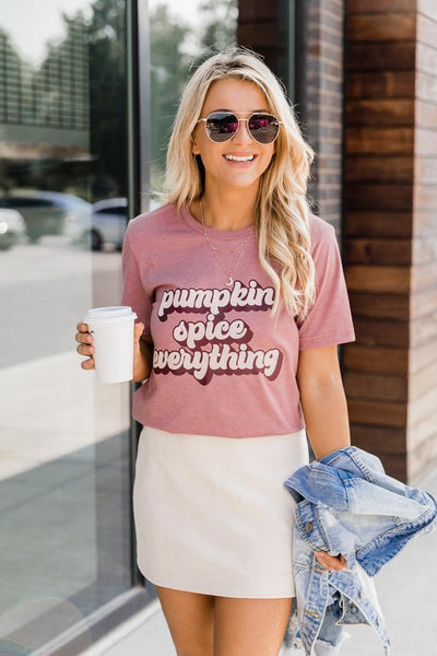 Pumpkin Spice Everything Graphic Mauve Tee