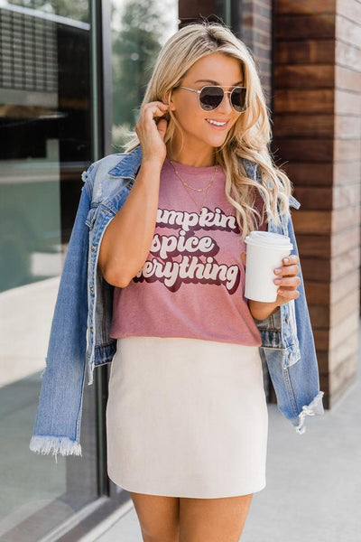 Pumpkin Spice Everything Graphic Mauve Tee