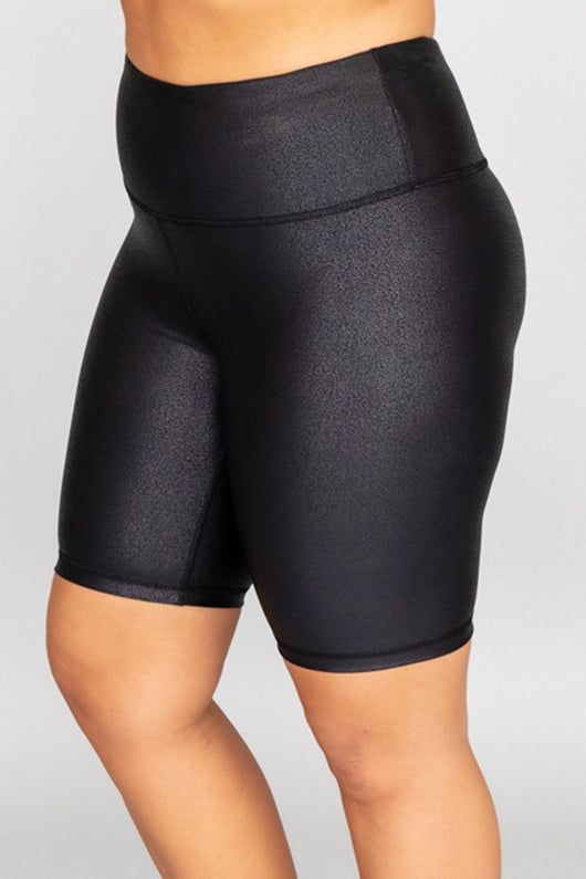 Run After A Dream Faux Leather Black Biker Shorts